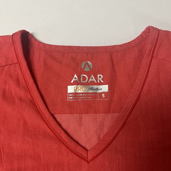 Adar Pro Modern Women V-Neck Red Scrub Top & Scrub Pants set Size Small - Picture 3 of 13